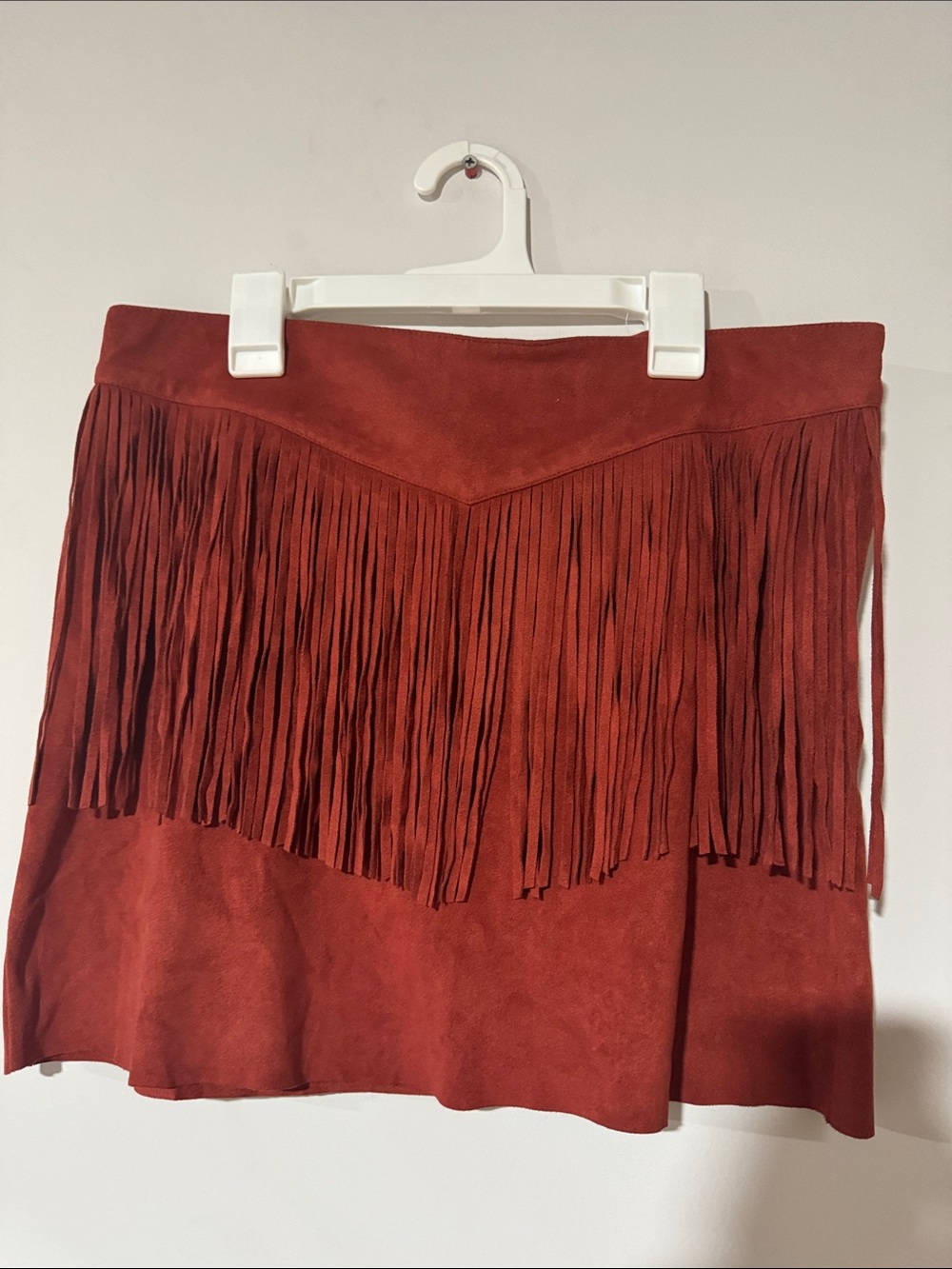 Forever 21 Rust Fringe Suede-Look Mini Skirt